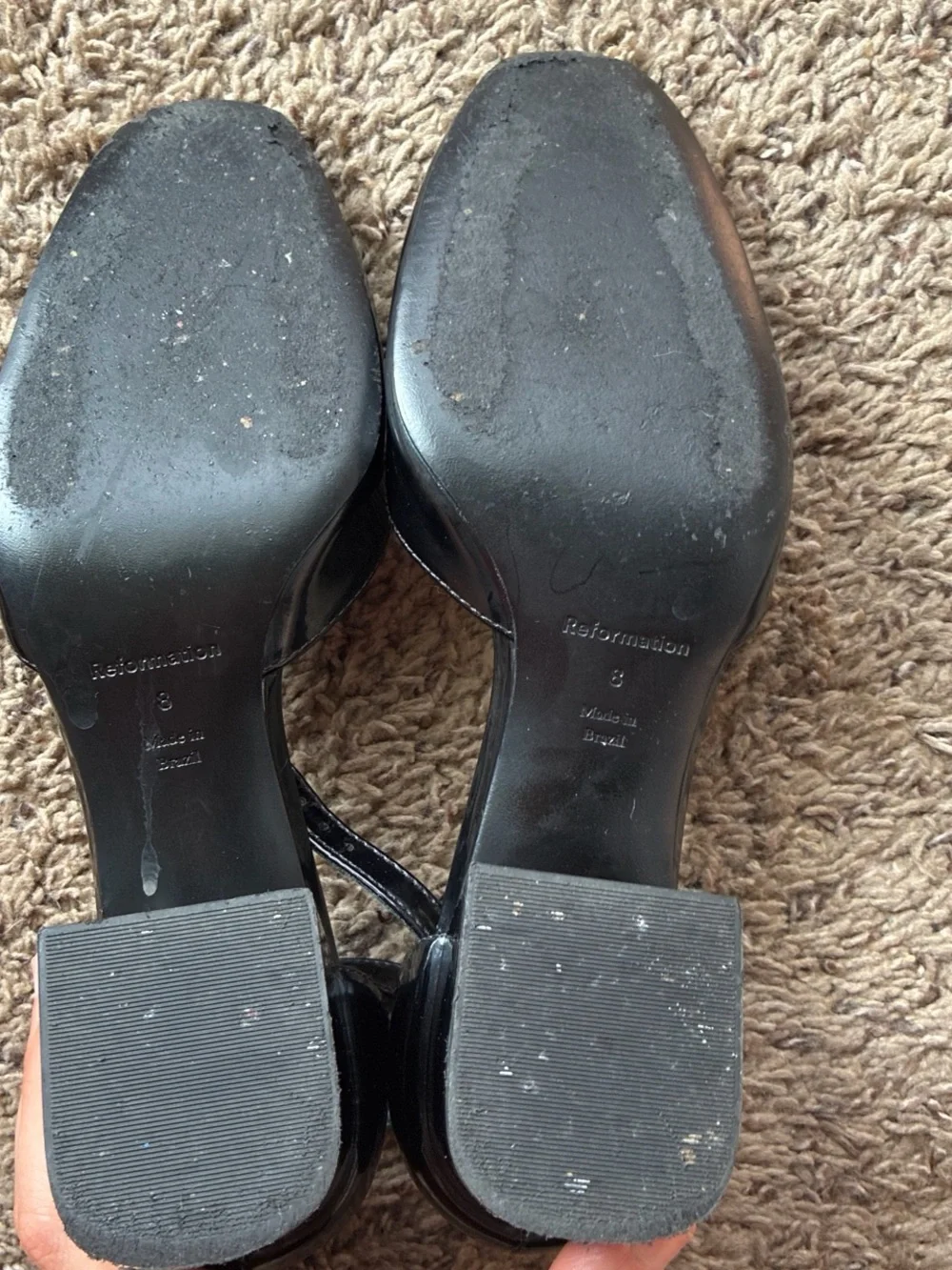 Reformation Black Patent Ankle-Strap Block Heels mary jane - Picture 3 of 5